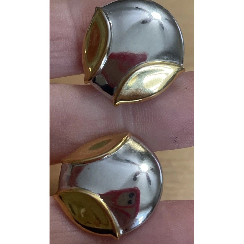 Napier Stamped Clip-On Screw In Earrings Gold Silver Tone Round Classy